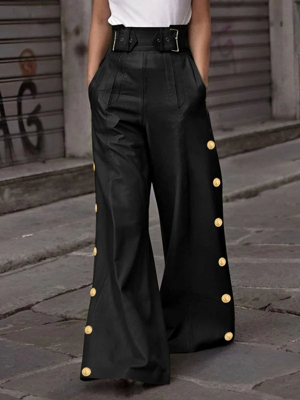 Modigirl Fall Winter Women's Faux Pu Long Pants