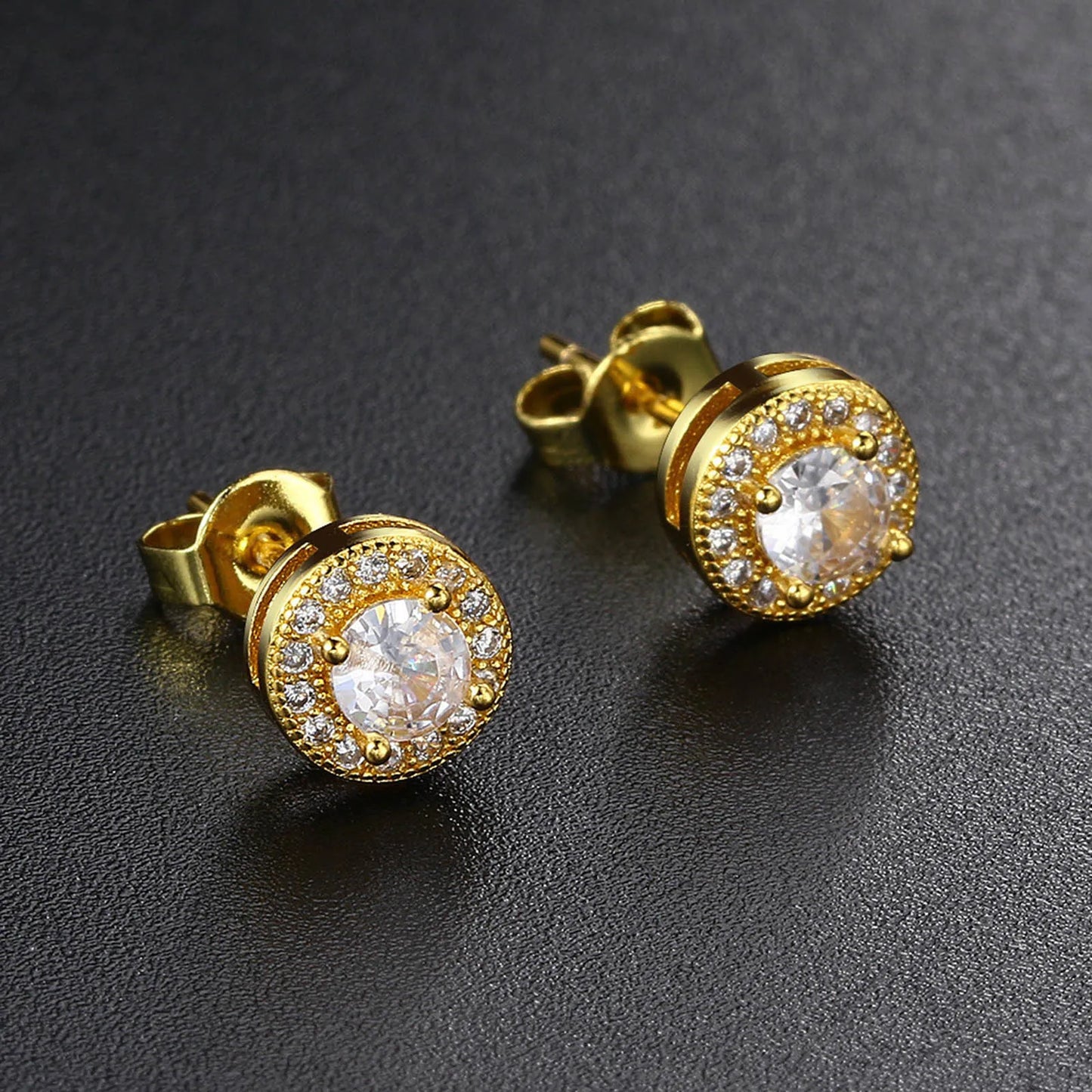 Men's Luxury CZ Stone Stud Earrings,