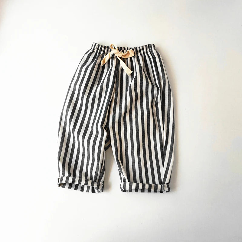 Vintage Linen Cotton Stripe Pants Baby Boy Girl