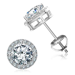 Round Moissanite Diamond Ear Studs