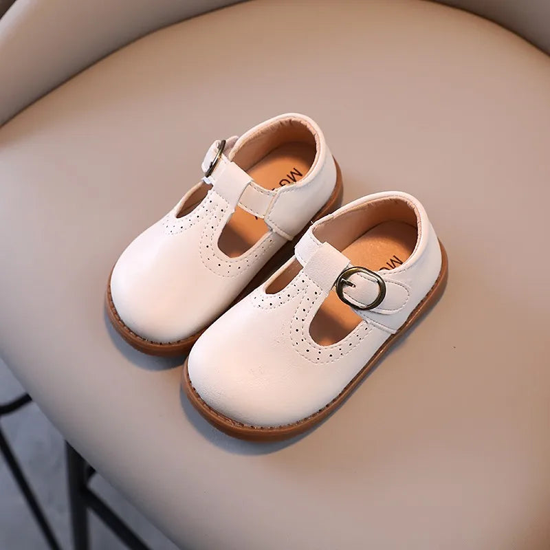 Toddler Kids Leather Shoes Classic Children Flat Shoes T-strap