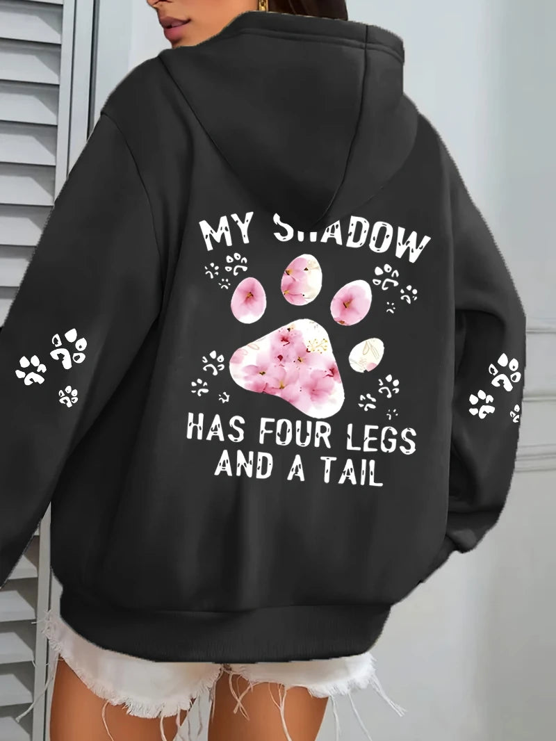 Women's Hoodies Cute Cat Paw Printing Sweatshirts