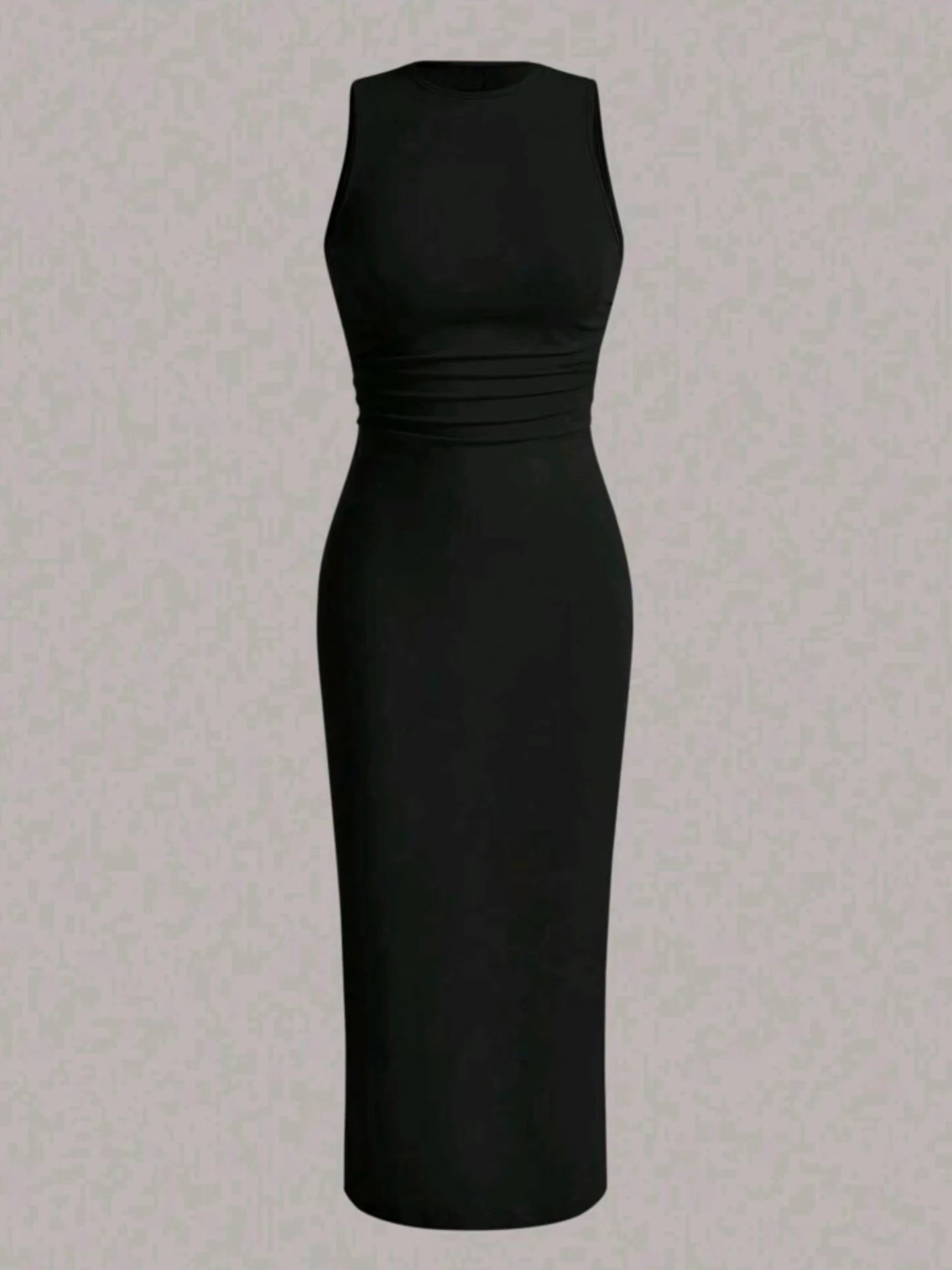 Spring and summer new solid color wrinkled waist vest dress long skirt