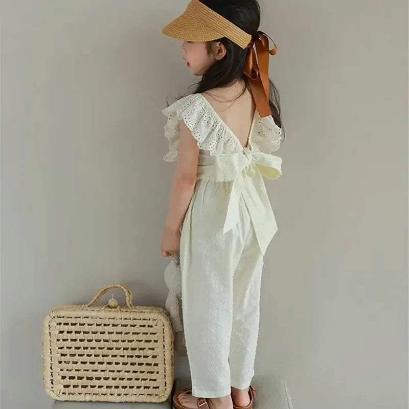 Summer Two-piece Set for Girls Bowknot Nylon
