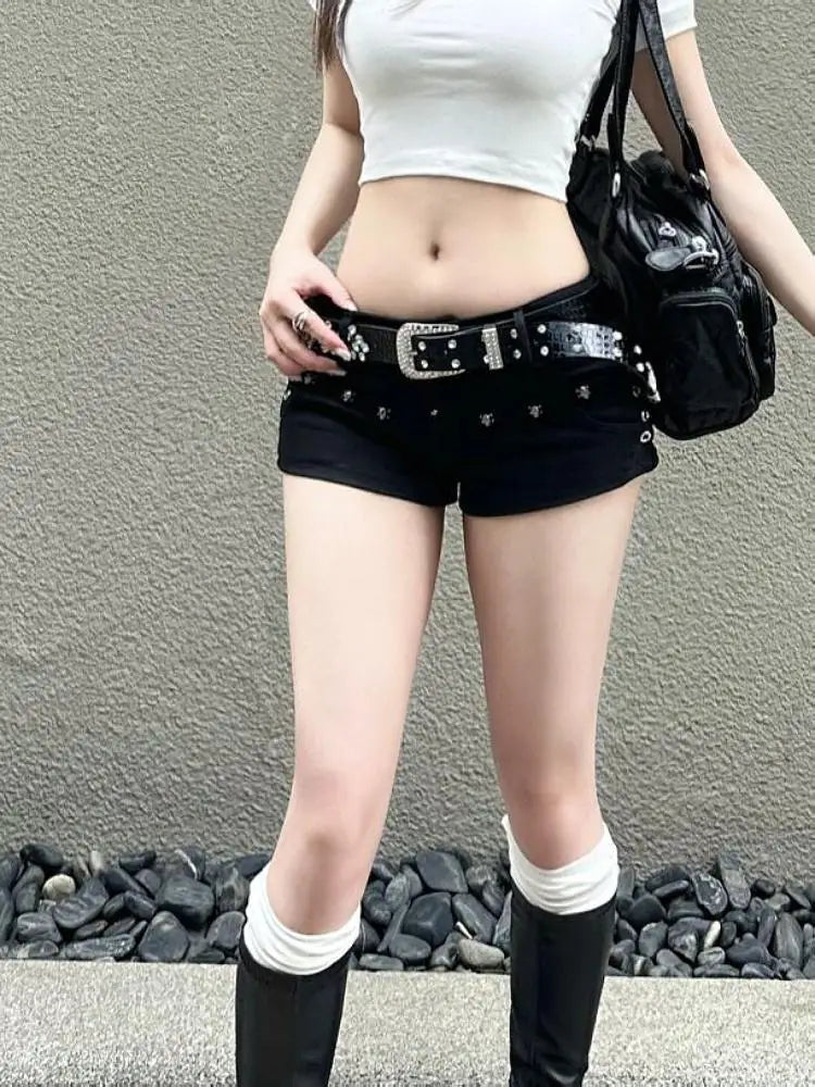 Hot Sweet High Waist Black Slim Fit Shorts