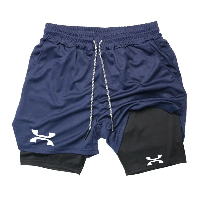 New Design Men's 2 in 1 Double Layer Shorts Fitness Sports Casual Gym Workout Lined Tight Shorts for men Sportswear Summer