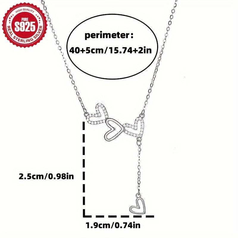 Elegant S925 Sterling Silver Heart , Hypoallergenic with Cubic Zirconia