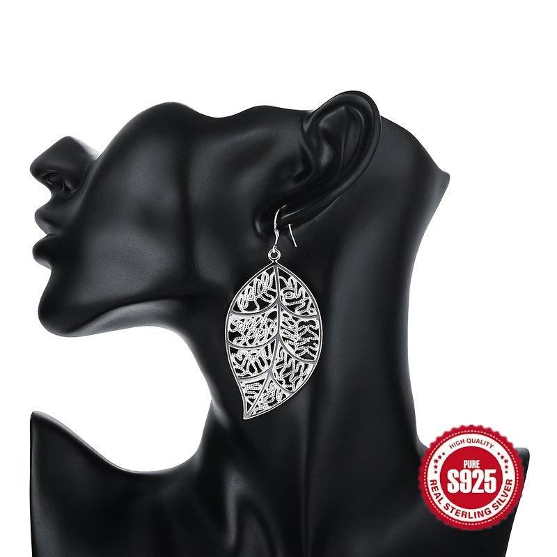 925 pure Silvery exquisite leaf - elegant, delicate, cute, low allergy, nickel-free,