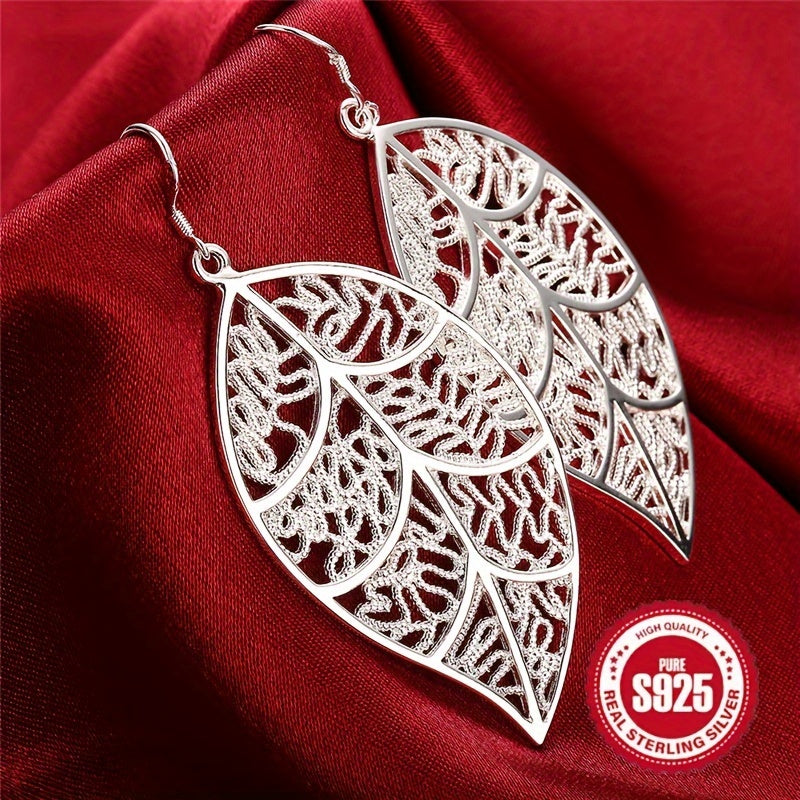 925 pure Silvery exquisite leaf - elegant, delicate, cute, low allergy, nickel-free,