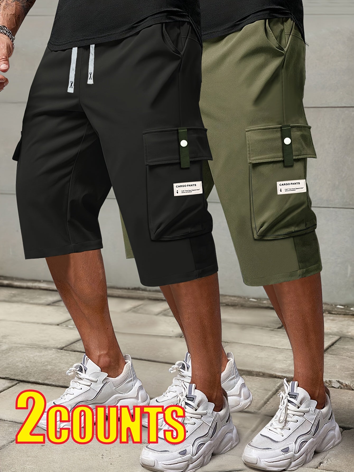 [Summer Cargo Capris] 2pcs Men's Summer Cargo Capris