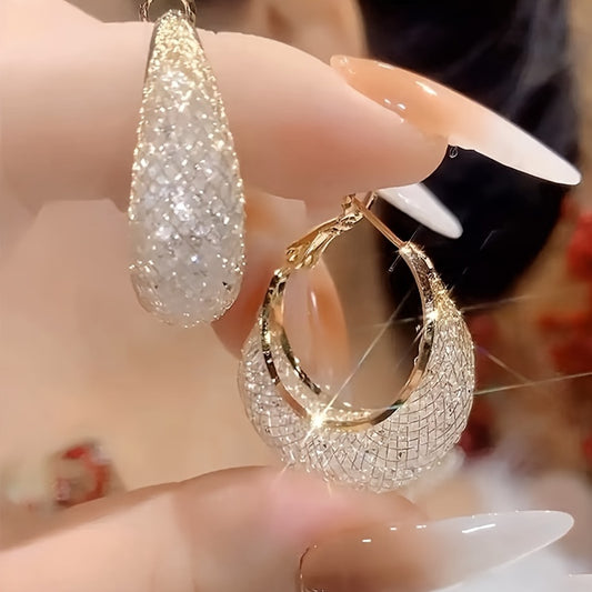 Golden Mesh Trendy Earrings - Perfect For Parties And Gifts For Women, Mom
