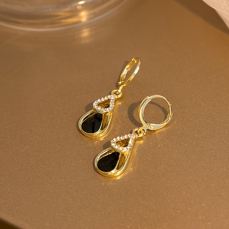 2 Pairs of Black Double Layers Drops Luxury Fashion Style Earrings