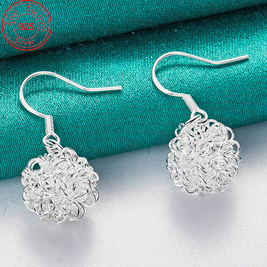 1 Pair S925 Pure Silvery  Hollow Earrings - Low Allergy