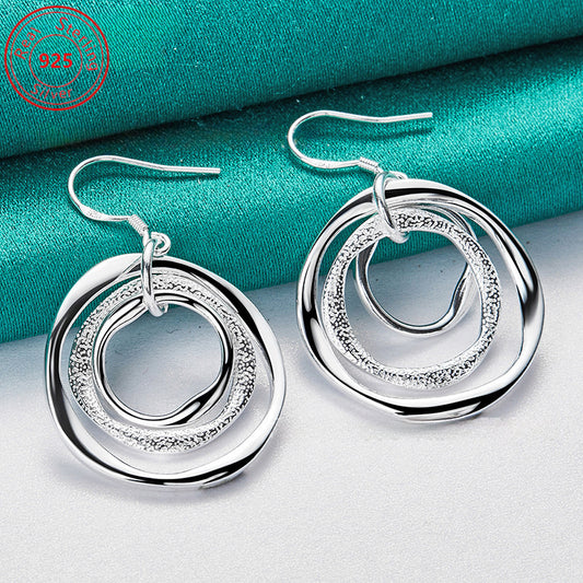 1 Pair S925 Pure Silvery Geometric Earrings - Low Allergy - Trendy Gift for Men