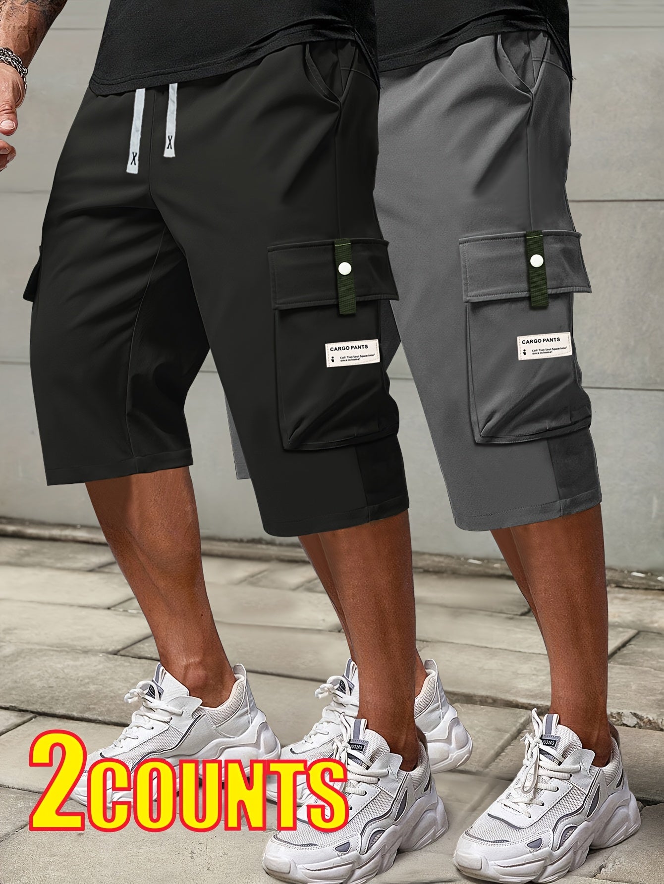 [Summer Cargo Capris] 2pcs Men's Summer Cargo Capris