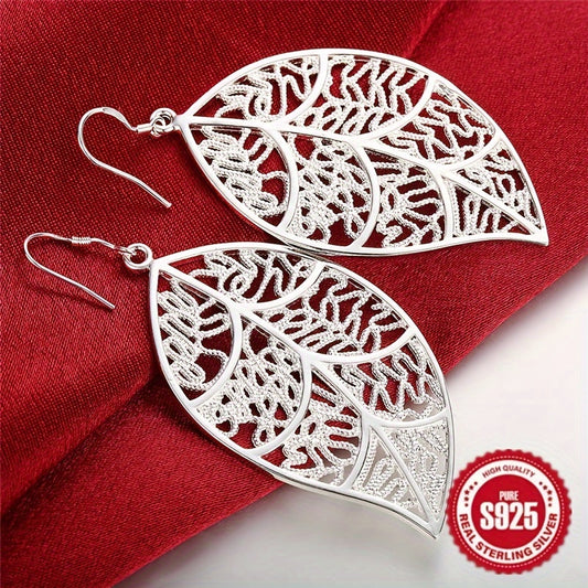 925 pure Silvery exquisite leaf - elegant, delicate, cute, low allergy, nickel-free,