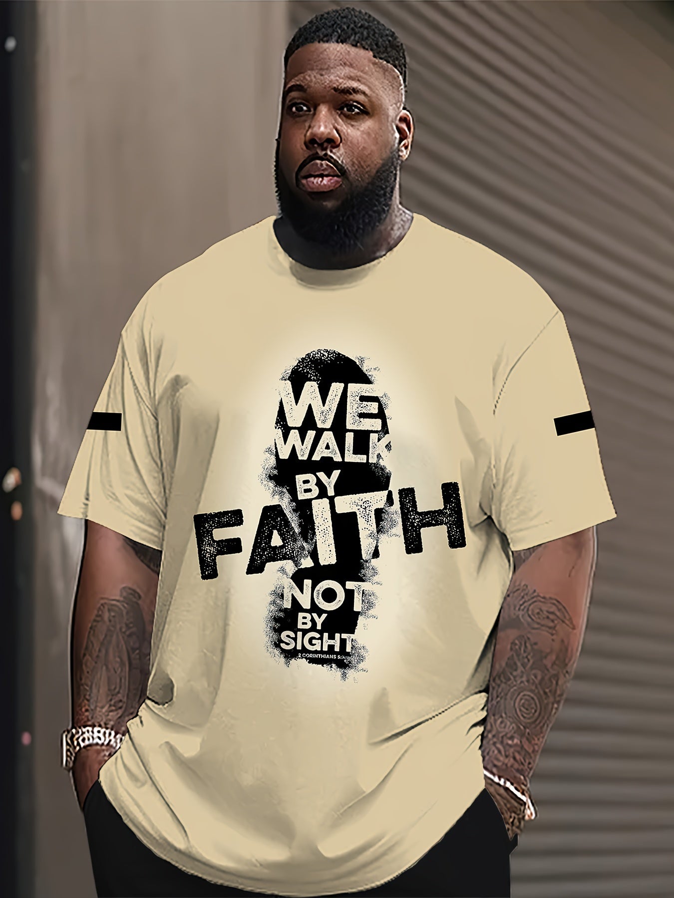 Faith-Inspired 3D Printed T-Shirt for Men & Women - Casual/Sporty, Stretch Fabric, Machine Washable, PLUS SIZE