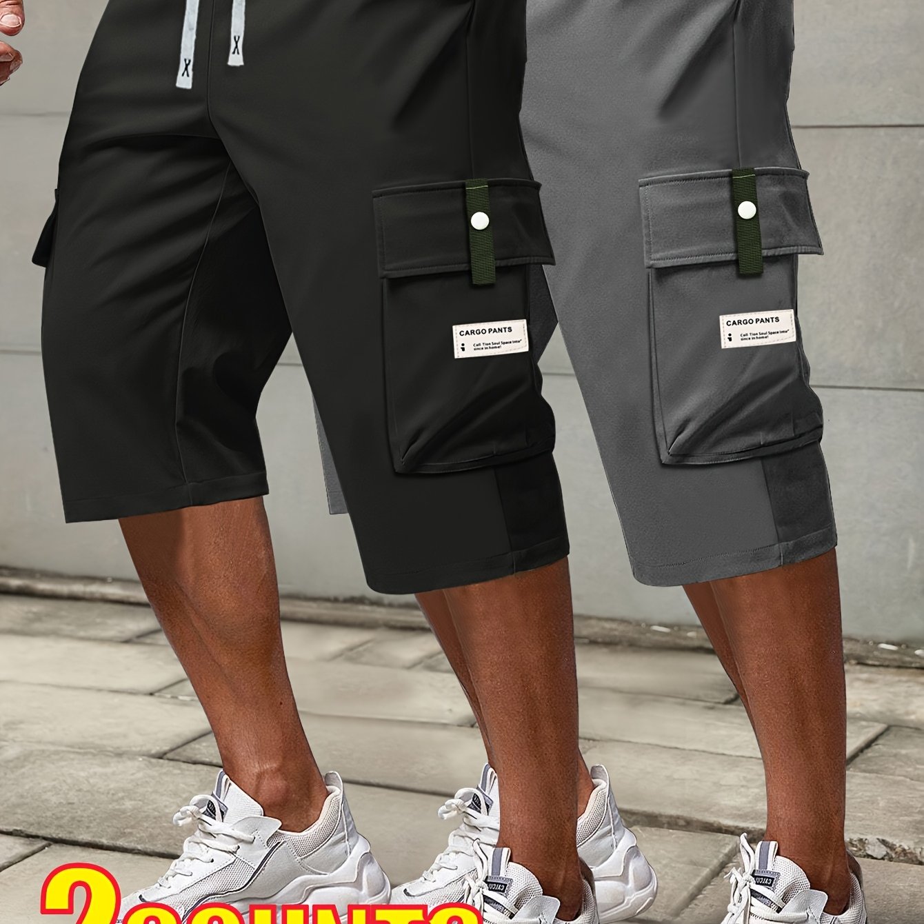 [Summer Cargo Capris] 2pcs Men's Summer Cargo Capris