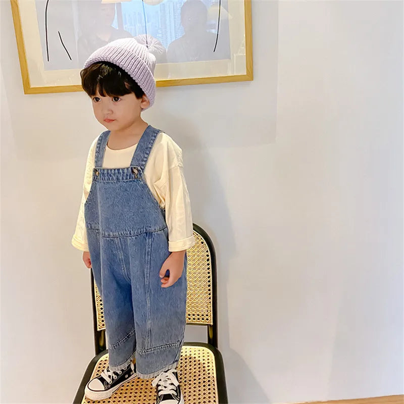 New Children Loose Overalls boys girls denim Trousers 1-7Y