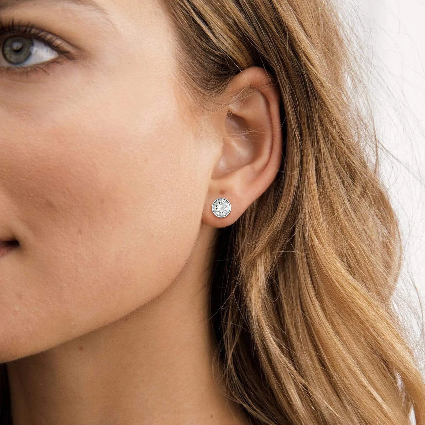 Vnox Simple Basic Earrings for Women Men, AAA CZ Stone Bling Stud Earrings, Never Fade Metal Ear Jewelry