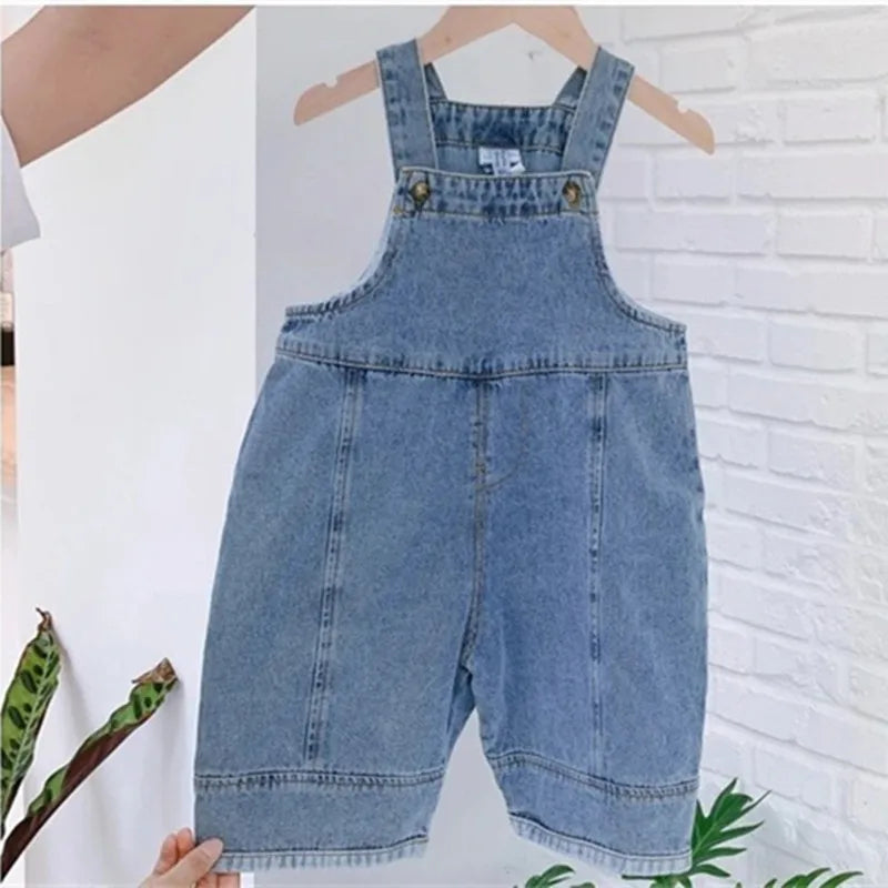 New Children Loose Overalls boys girls denim Trousers 1-7Y