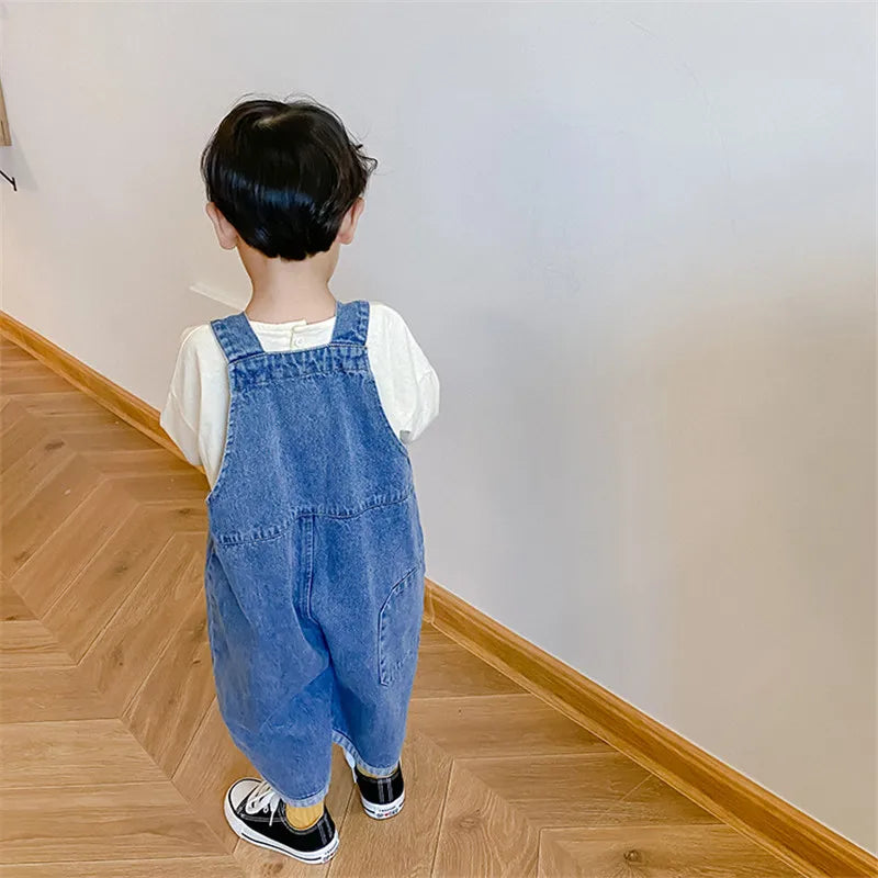 New Children Loose Overalls boys girls denim Trousers 1-7Y