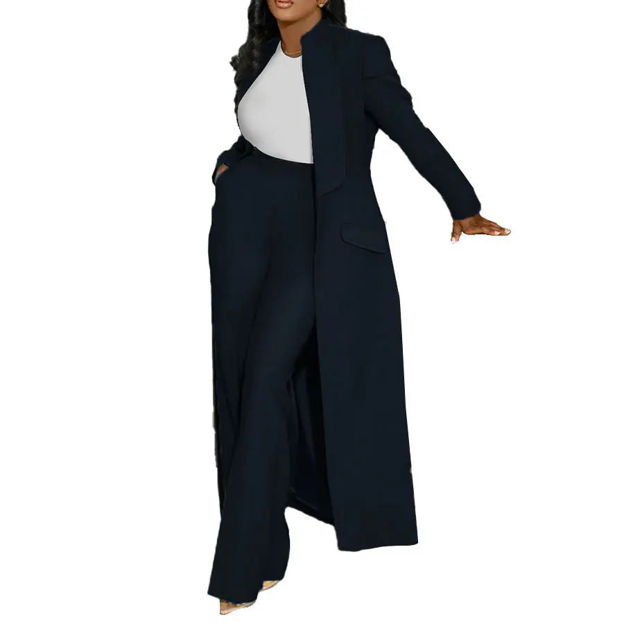 CM.YAYA Women's Sleeve X-Long Blazer Coat+ Long Pant Suit 2025 Spring