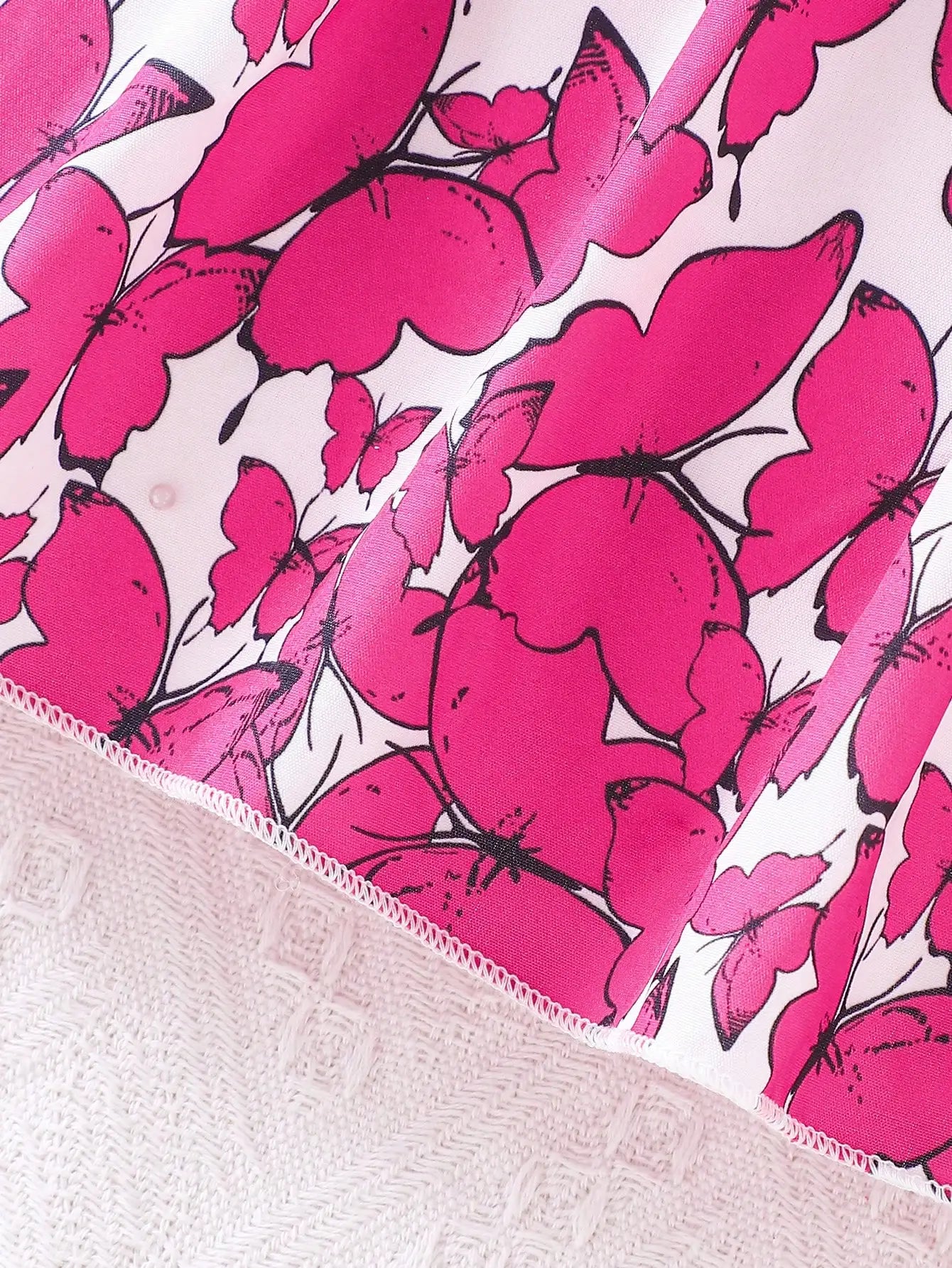 Girls' Butterfly Print Spliced Solid Color