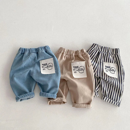 Kids Tapped Casual Striped Pants 0-5T Girls Boys