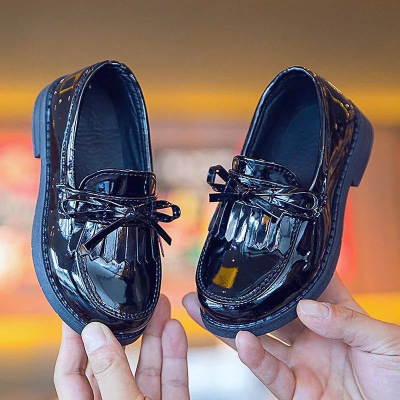 Girls Casual Leather Shoes Kids Flats  Wedding Party Bright Skin New
