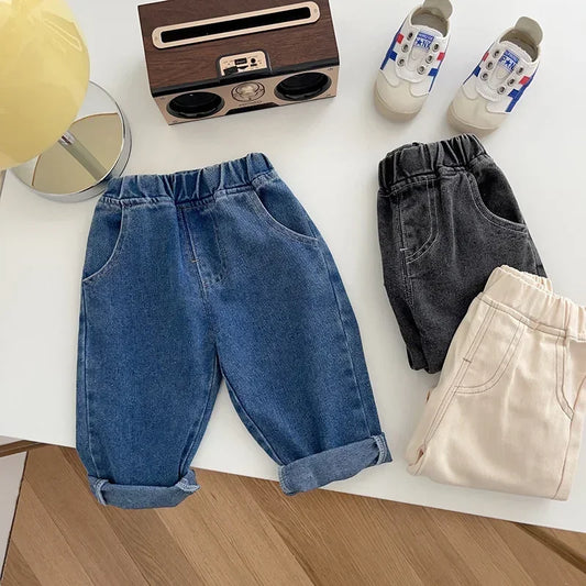 Baby Pants Solid Kids Jeans Casual  Boys Denim Pants Soft  Girls Fashion Trousers