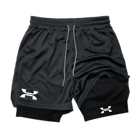 New Design Men's 2 in 1 Double Layer Shorts Fitness Sports Casual Gym Workout Lined Tight Shorts for men Sportswear Summer