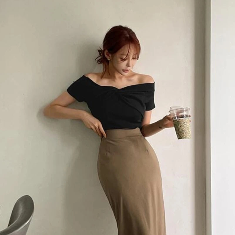 2025 Off Shoulder Sexy Shirt Women T-Shirt