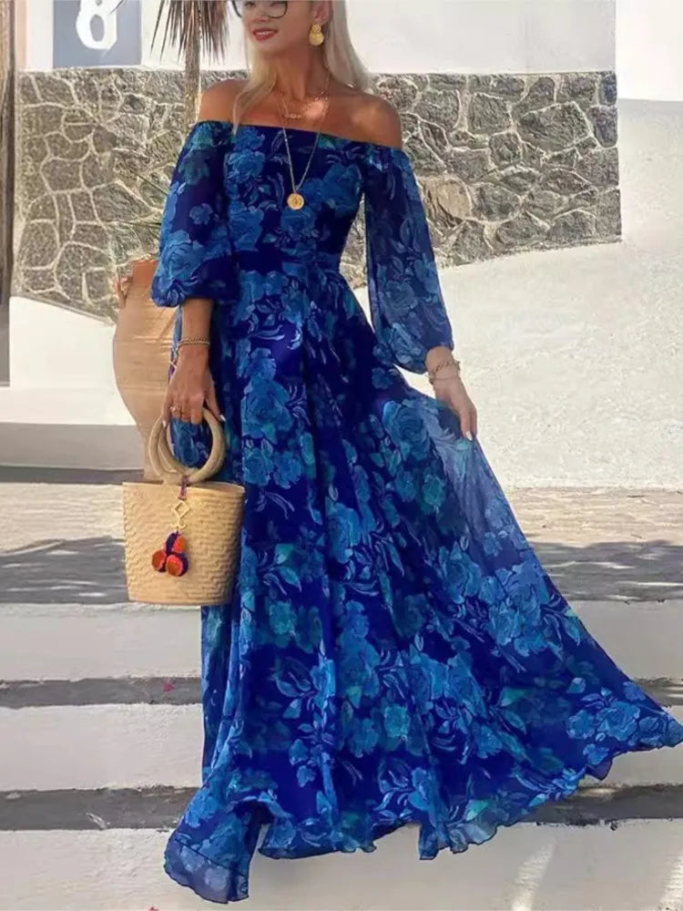 Vacation Sexy Printed Long Dress Women Summer 2025
