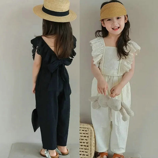 Summer Two-piece Set for Girls Bowknot Nylon
