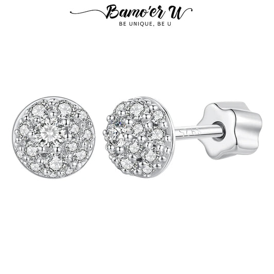 U Semi-circle Moissanite Stud Earrings 3D