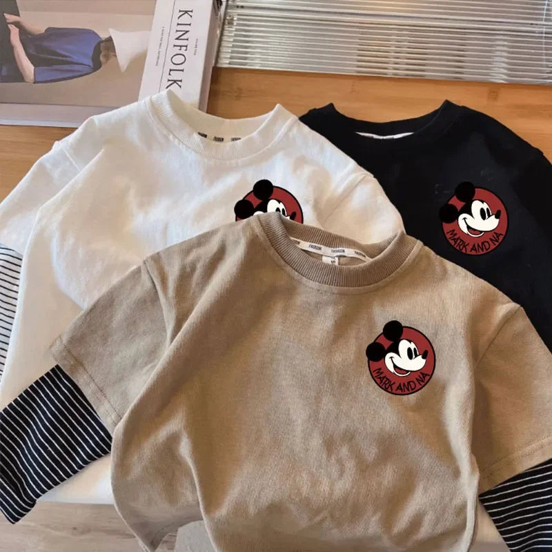 Mickey Mouse Cartoon T-Shirt Baby Boys Girls Long Sleeve Tops 1-8Years