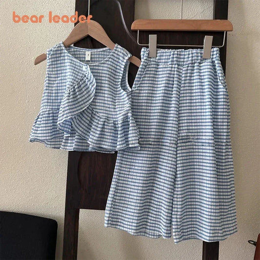 Bear Leader 2025 New Girls Suit Summer Thin Section Sleeveless Undershirt Skirt Mori Suit Fashion Sleeveless Suit Two-piece Sets