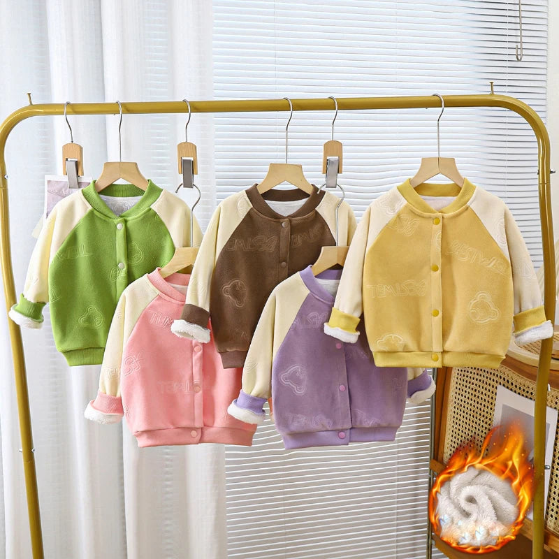 Children coat autumn and winter boys girls sports baseball uniform 0-9 age fashion kids clothing