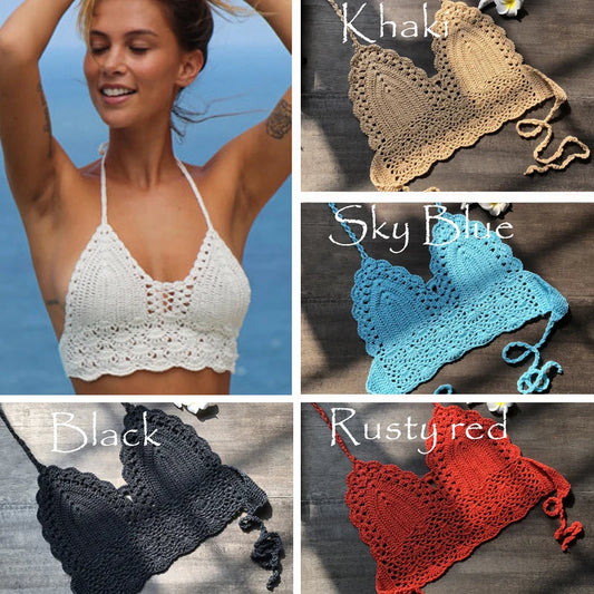 Crochet Bikini Sexy Swimming Bra Large Female Swimwear S M L XL