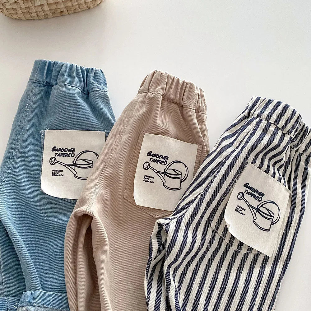 Kids Tapped Casual Striped Pants 0-5T Girls Boys