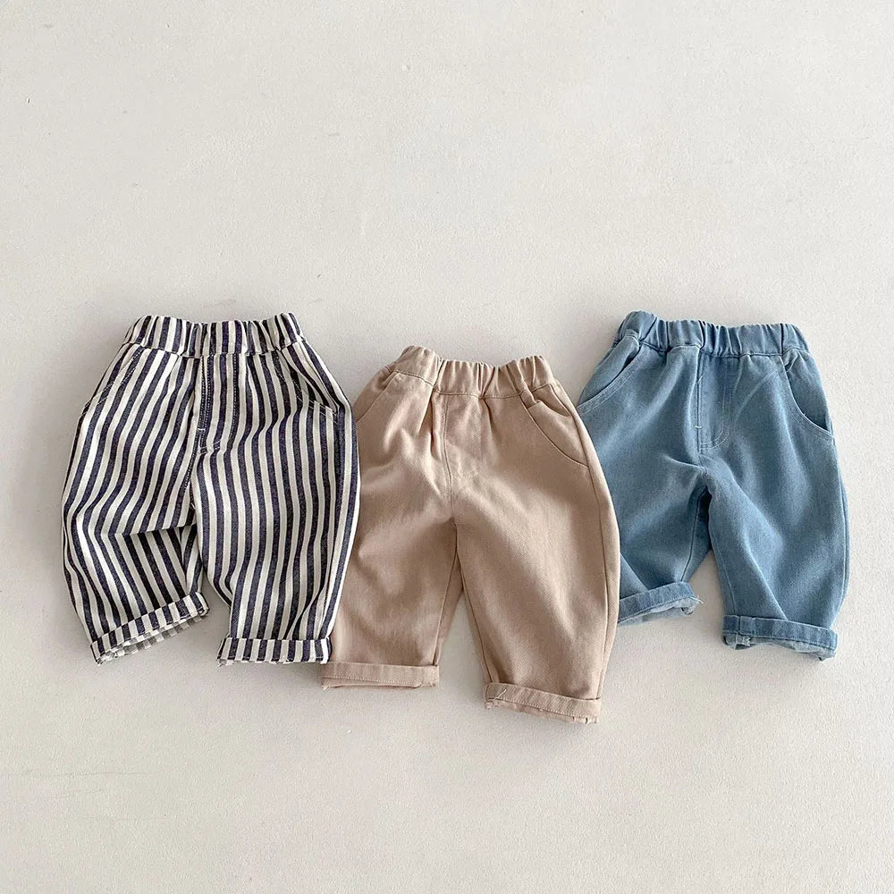 Kids Tapped Casual Striped Pants 0-5T Girls Boys