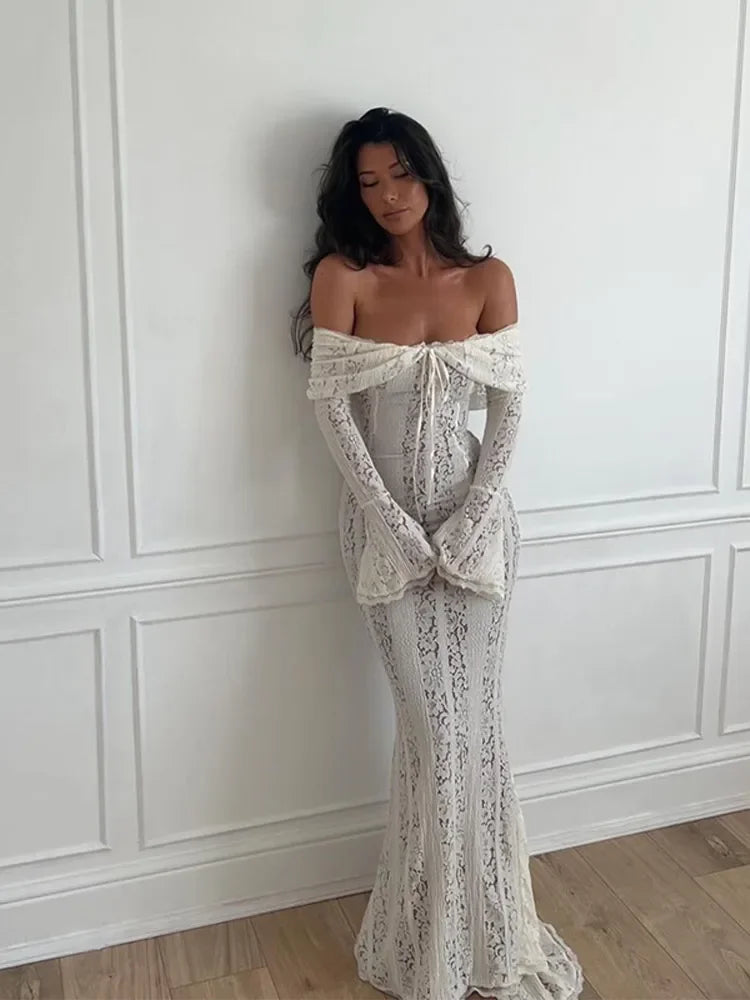 Hollow Out Lace Backless Slim  Women Strapless
