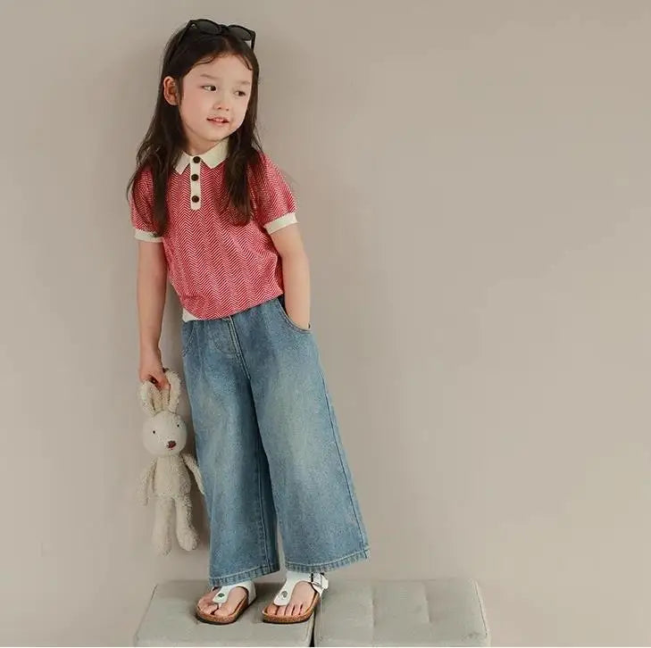 Style Loose Jeans Girls 2024 Fashion Denim Pants Toddler Casual