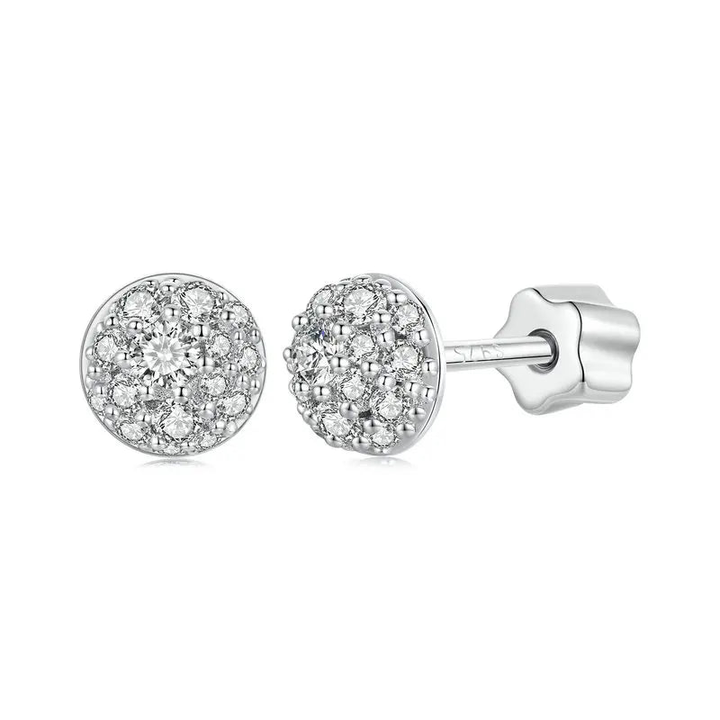 U Semi-circle Moissanite Stud Earrings 3D