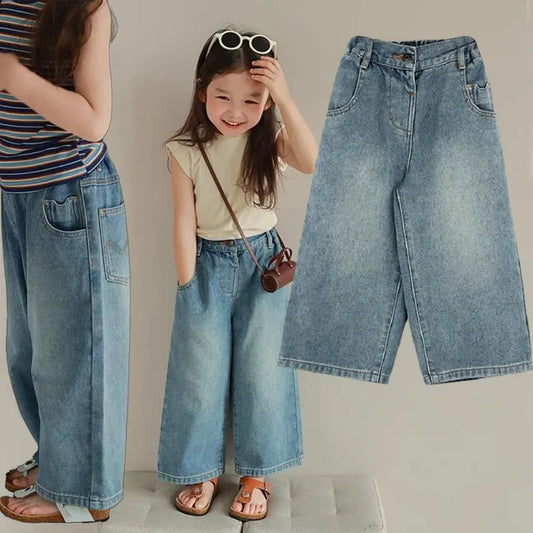 Style Loose Jeans Girls 2024 Fashion Denim Pants Toddler Casual