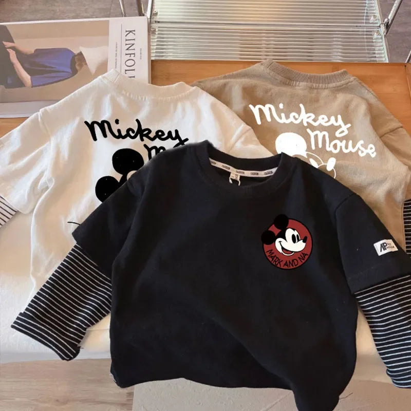 Mickey Mouse Cartoon T-Shirt Baby Boys Girls Long Sleeve Tops 1-8Years
