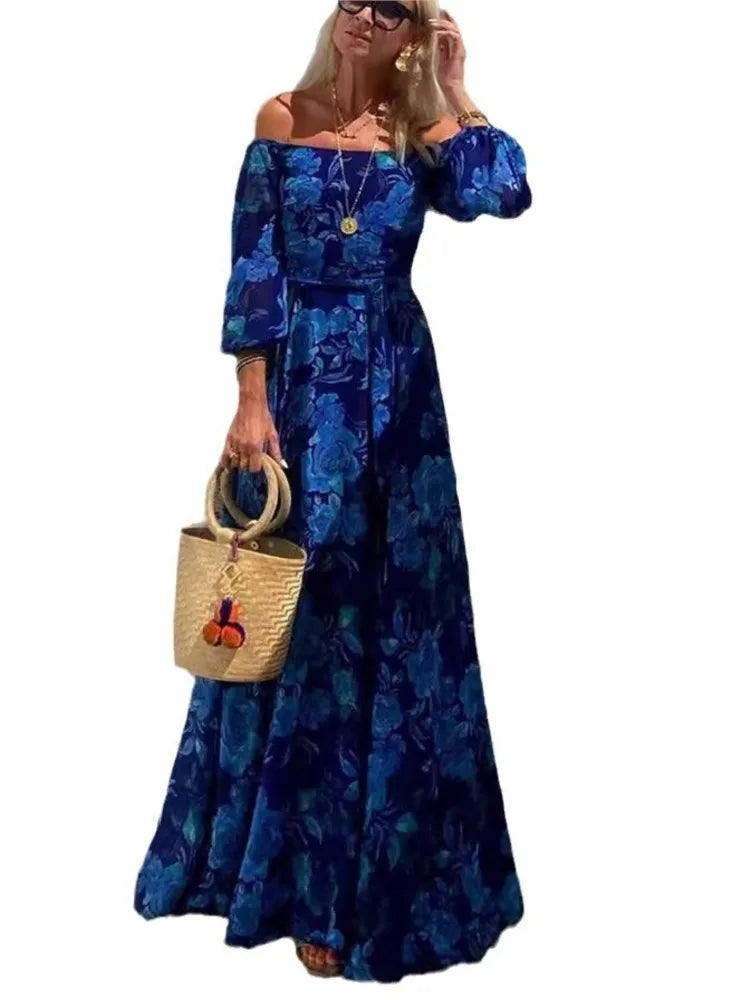 Vacation Sexy Printed Long Dress Women Summer 2025
