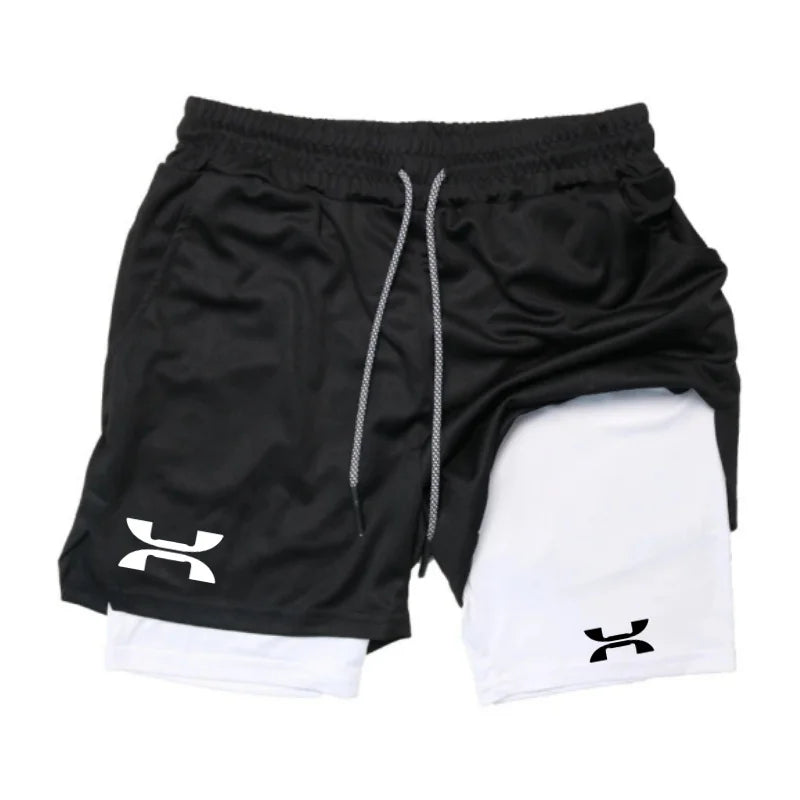 New Design Men's 2 in 1 Double Layer Shorts Fitness Sports Casual Gym Workout Lined Tight Shorts for men Sportswear Summer
