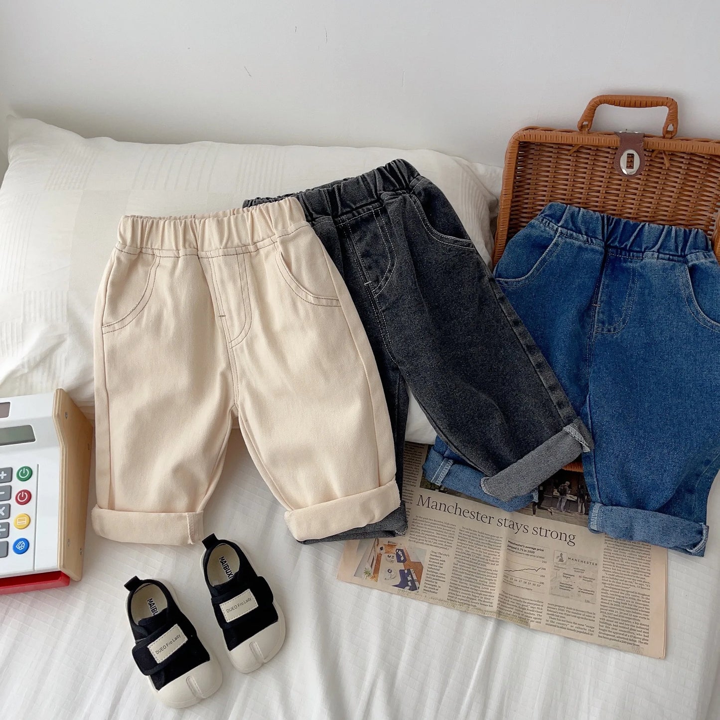 Kids Jeans Casual  Boys Denim Pants Soft Girls Fashion Trousers